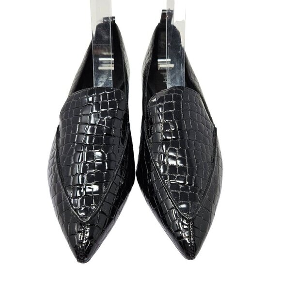 Jeffrey Campbell Viona Pointed Toe Loafers Shoes Black Women’s Size 5 Croc - Picture 3 of 11